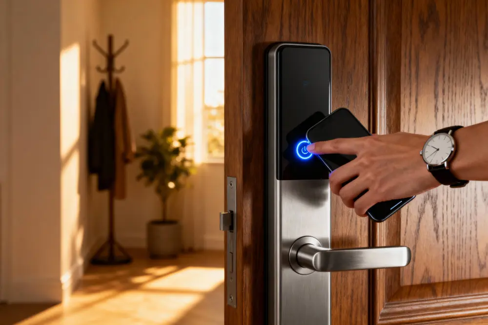 Smart access control system with mobile entry for secure apartment and villa access