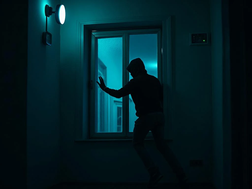 AI home security system detecting a potential intruder at the entrance