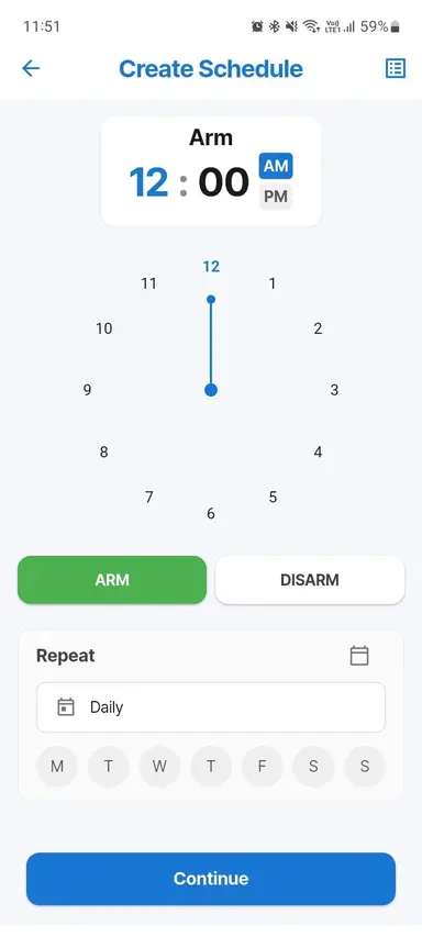 Intelitor app interface for remote security device control