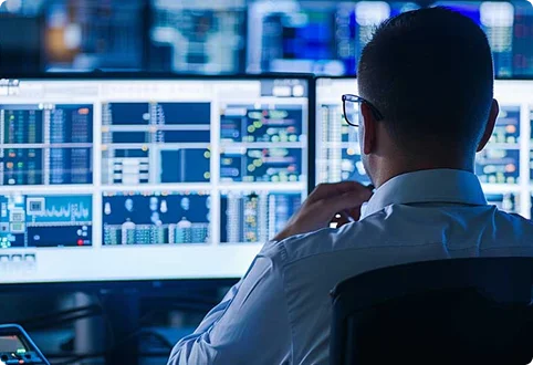 24/7 monitoring center verifying alarm events and responding to security alerts